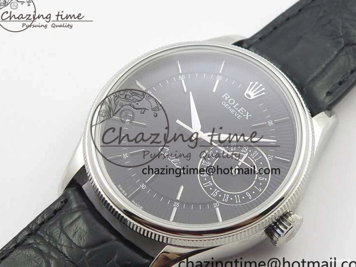 Date BP Markers Leather Real Strap Black Black on Edition Maker 50519 Sticks Dial SS Best SA3165 Cellini 0320